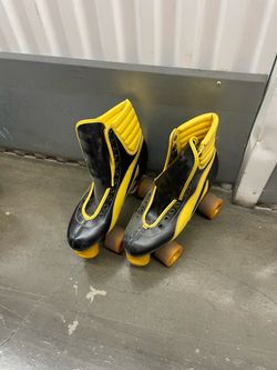 Black and Yellow Quad Roller Skates