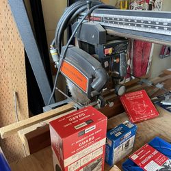 Sears/Craftsman Radial Saw With Extra Blades And Accessories.