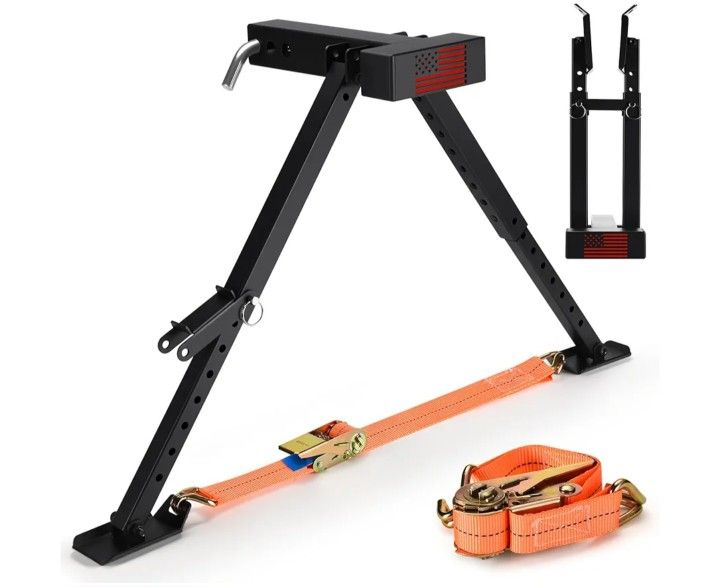 RV Hitch Mount Stabilizer, Height Adjustable of 11"-22" RV Stabilizer, Foldable Stabilizer Jacks Universal Fit 2" Receiver with 2 Setting Options, Bla