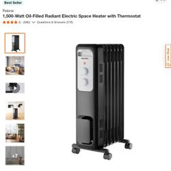 1,500-Watt Oil-Filled Radiant Electric Space Heater with Thermostat
