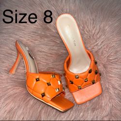 Orange Studded Heels