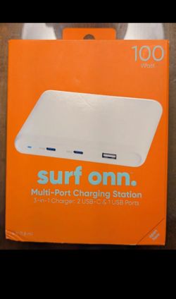 onn. 100W Multi-Port Charging Station 3-in-1 Charger for Fast Charging