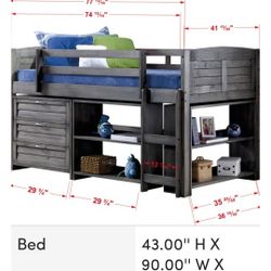 Christopher Louver Twin Low Loft3 Piece Bedroom Set