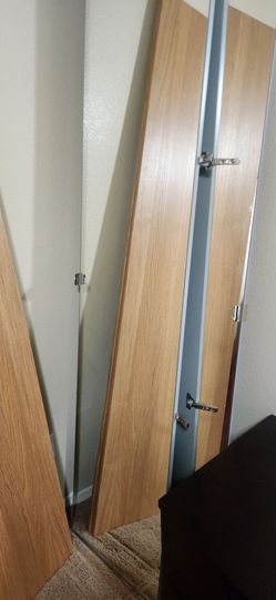 Ikea PAX cabinet doors -93" - 3 ea. wood and 2 ea. mirror - FREE - must take all.