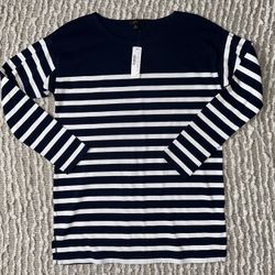 J.Crew Striped Boatneck Cotton Tunic Top Size XS $79 New With Tags