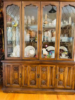 Solid Wood Hutch  and Curio Cabinet Set - Large Storage!