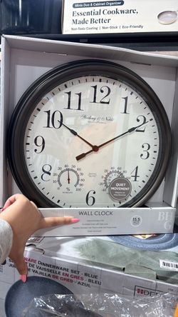 Sterling & Noble 15.5" Wall Clock with Thermometer
