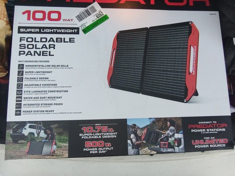 x2 Predator 100W Super Lightweight Foldable Solar Panels 