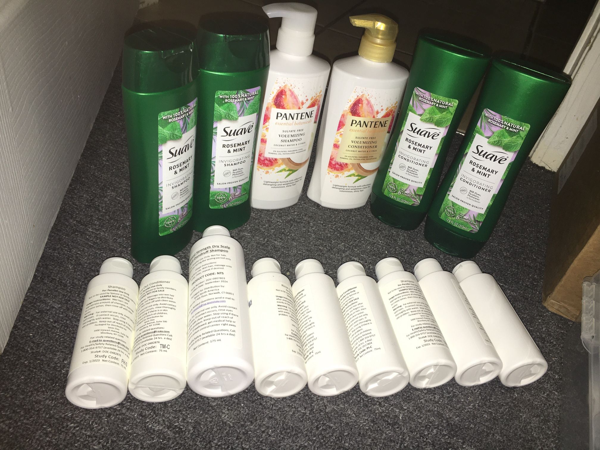 2 sets of Suave Rosemary Mint shampoo and conditioner 12.6 fl each Pantene Sample Set plus more