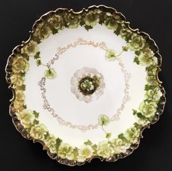 Gorgeous Rosenthal Bavaria Monbijou Ornate Porcelain Plate Green Flowers GILT