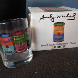 Campbell's Soup Andy Warhol Glasses. 1 Missing 3 In box