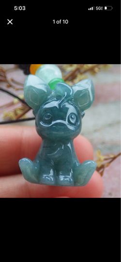 Certificate Jadeite jade green Cartoon pokemon leafeon Pendant