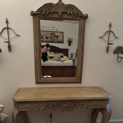 Wall table with mirror