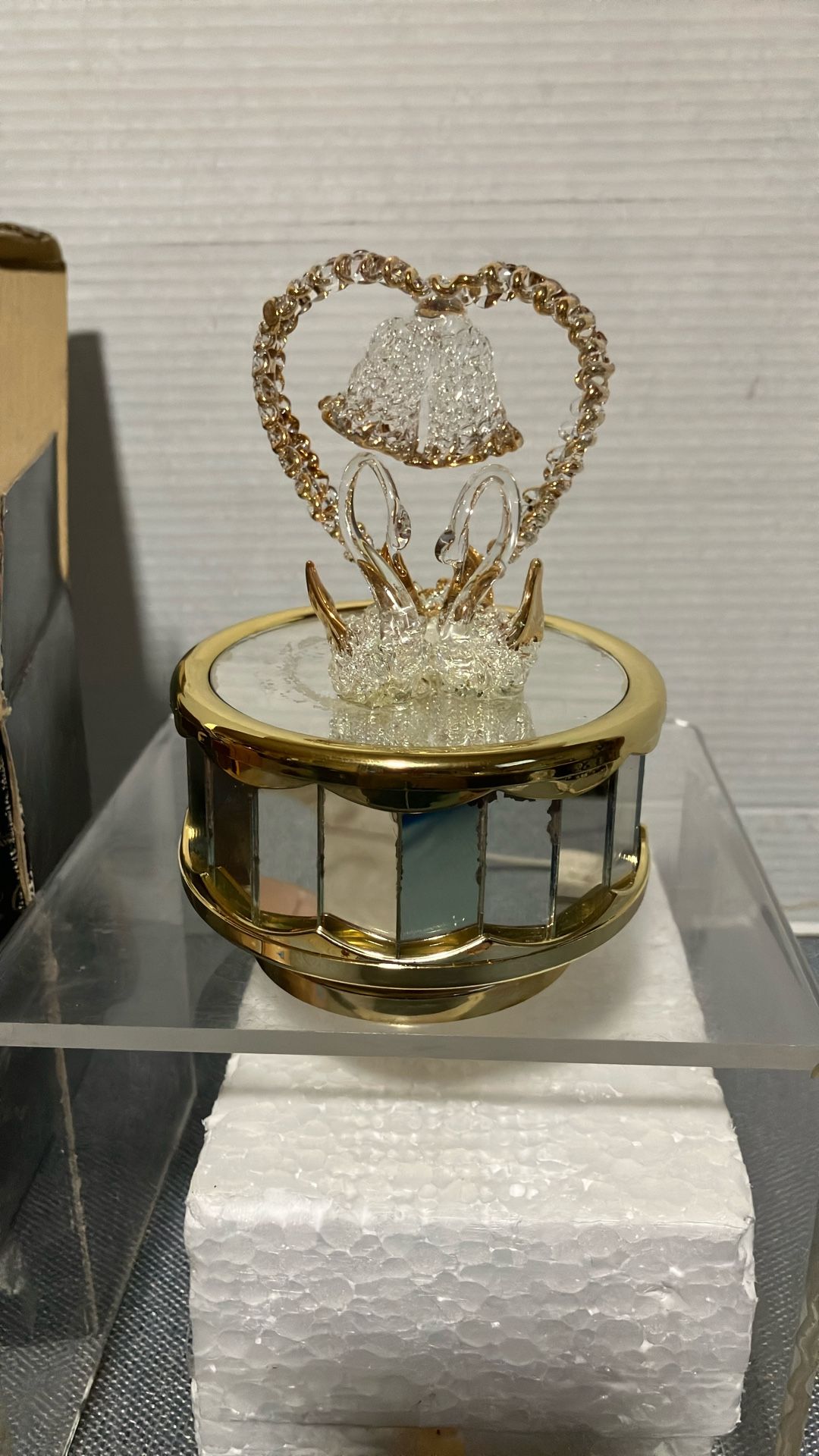 Musical Wedding Bells Spun Glass Swans