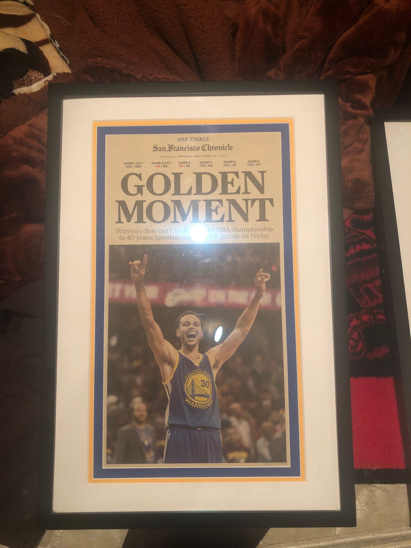 Golden state warriors framed 1st nba championship SF newspaper