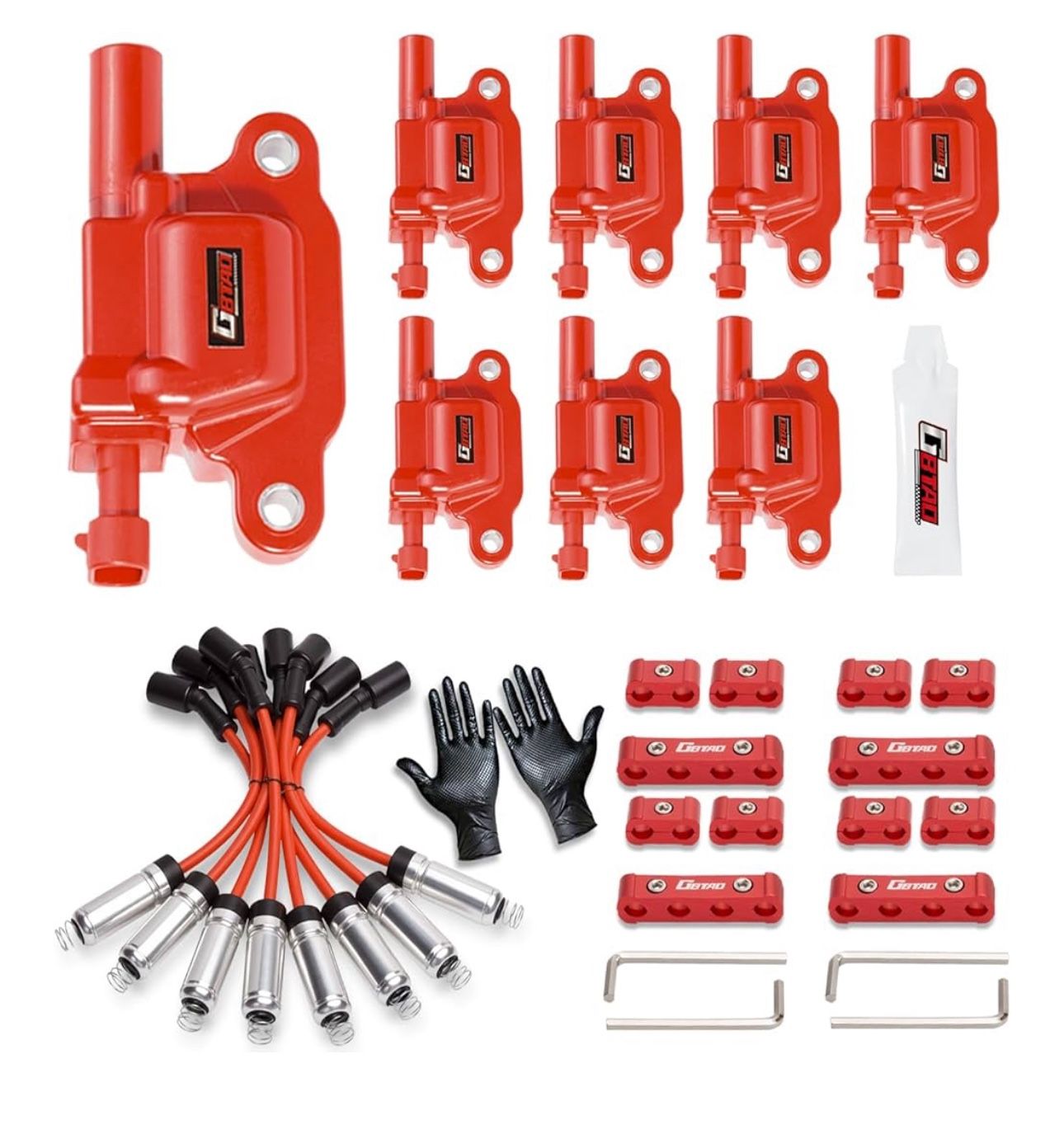 SET OF 8 Square IGNITION COIL PACK AND WIRES