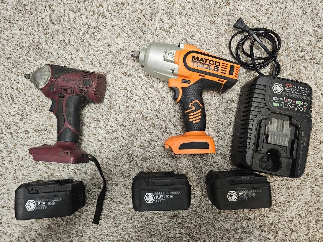 Matco 1/2 and 3/8 drive 20v impact guns
