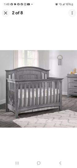 Oxford Baby Willowbrook 4-In-1 Convertible Crib in Graphite Gray New In Factory Sealed Box 