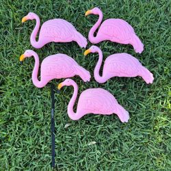 Pink Flamingo Lawn Ornaments Lot of 5