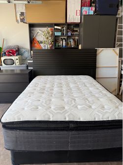 Mattress with base and nightstand