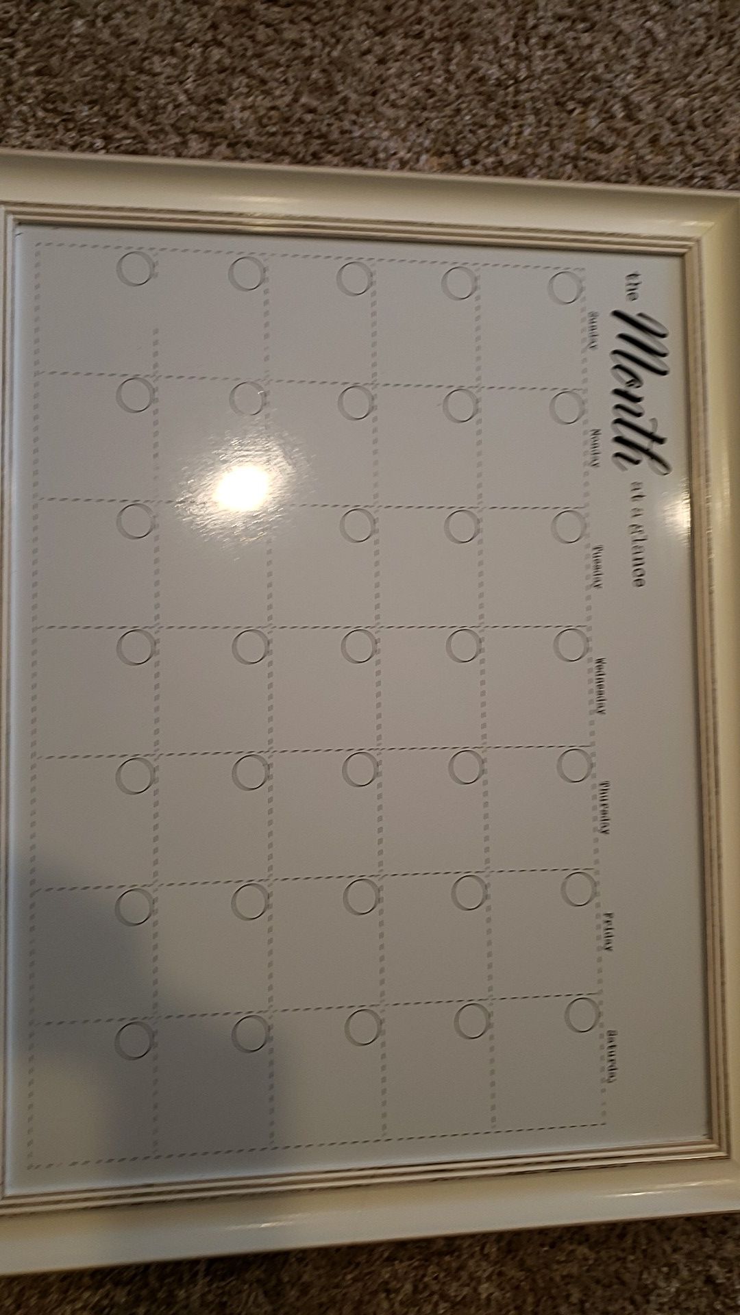 Dry erase calendar