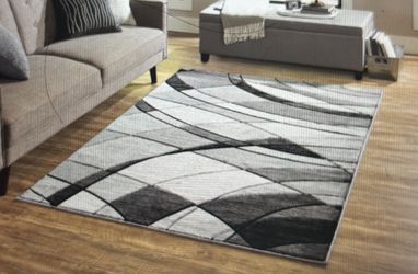 Gray & Black Abstract Area Rug