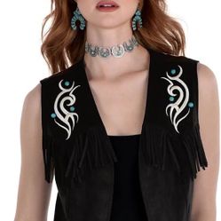 Amscan Women's Western Sleeveless Fringe Vest Size S/M Brand New With Tags