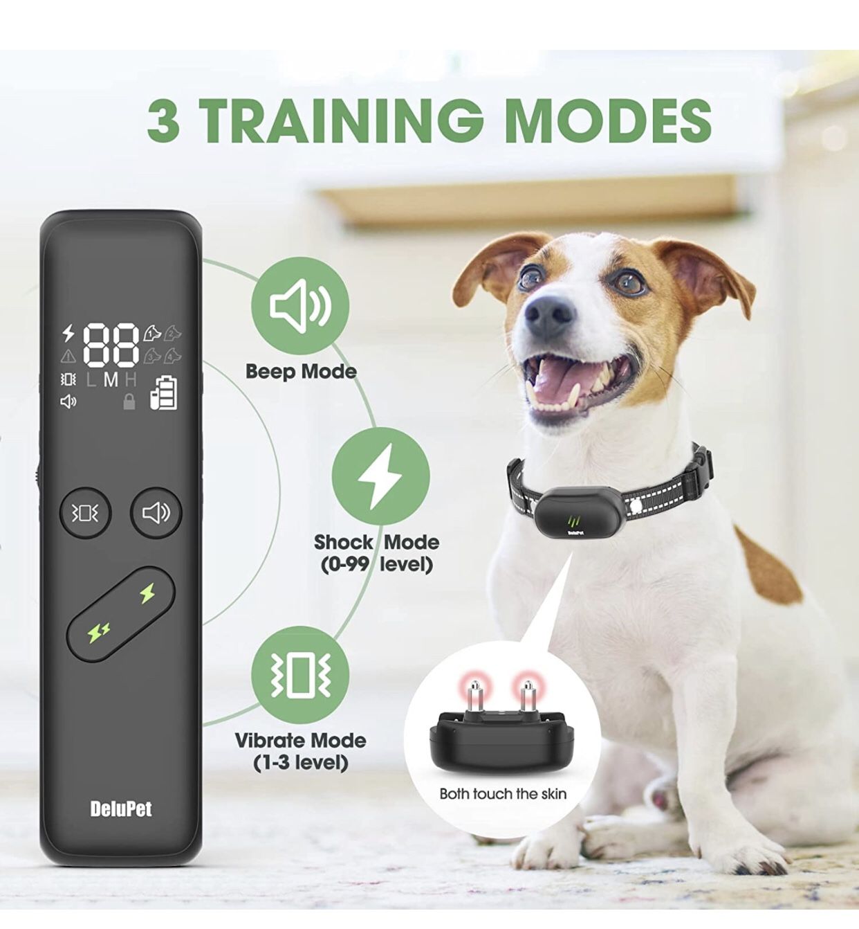 Dog Shock Collar - Electric Dog Training Collar with Remote 1600FT, Rechargeable E-Collar Waterproof Collars with 3 Training Modes, Security Lock for