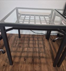 Small Glass Square Table with Bottom Rack