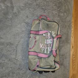 RARE VINTAGE VICTORIA’S SECRET PINK est 1986 RT LUGGAGE WHEELIE SUITCASE DUFFLE BAG 