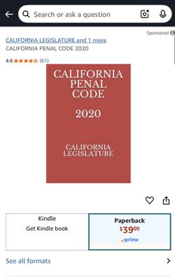 CALIFORNIA PENAL CODE 2020 CALIFORNIA LEGISLATURE