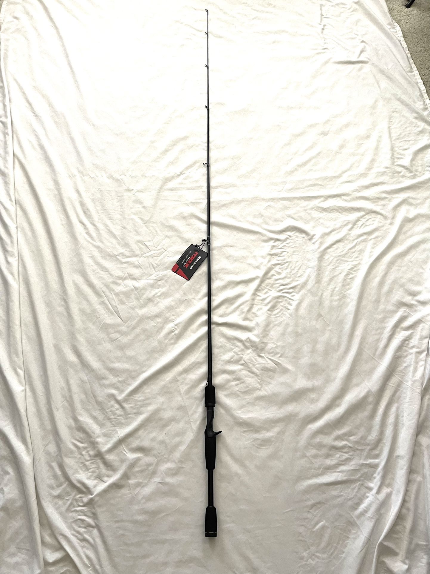 Brand New Never Used With Tags Abu Garcia (BlackMax) 6ft Medium Action Fishing Rod. This is for a bait caster fishing reel.
