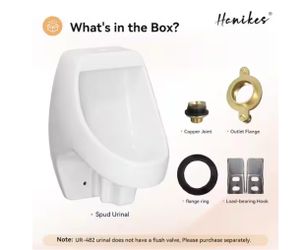 0.5 GPF Wall-Mounted Urinal in White, Water-Efficient Ceramic Urinal for Residential and Commercial Use
