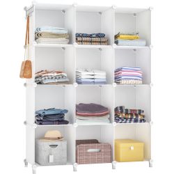 12 Cube Closet Organizers and Storage White Portable Shelves Clothing Room Shelf Bedroom Classroom Cubby