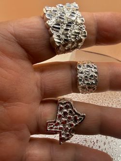 Pure silver nice diamond 3D cut All 3 Nagged Ring