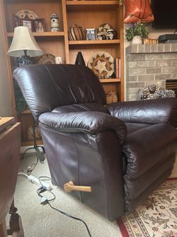 Leather rocker recliner.