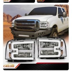 Headlights with Drl lights fit 2005 to 2007 ford super duty
