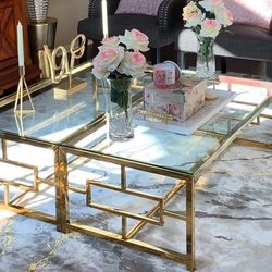Glass Coffee Table Gold - Selling Only One 