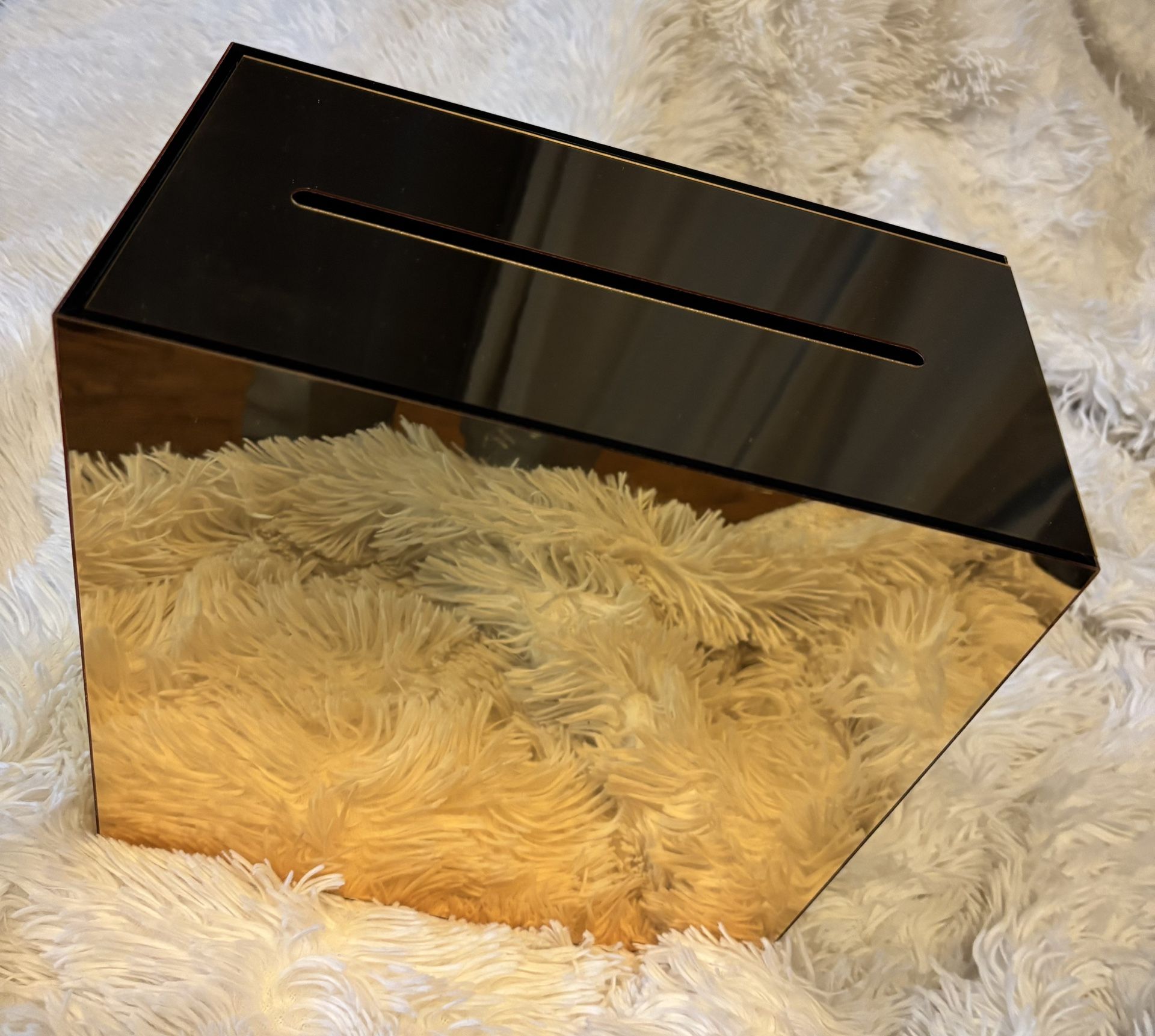 Acrylic Gold Mirror Cash Box For Wedding
