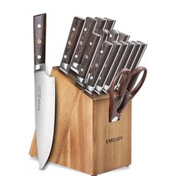 16 Pcs Kitchen Knife Set w/ Block, sharpener Stainless Steel Professional Knife