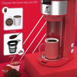 Single Serve Coffee Maker,Coffee Machine For K-Cup Pod & Ground Coffee,2 IN 1 Strength-Controlled 