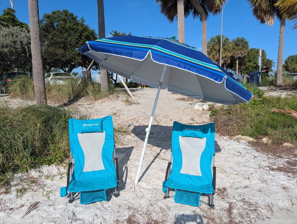 Beach Chairs And Umbrella