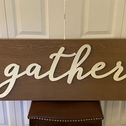 Wood “Gather” Sign Wall Decor Farmhouse Style 