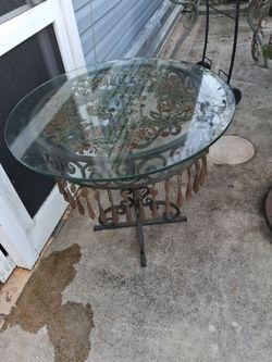 Metal glass table