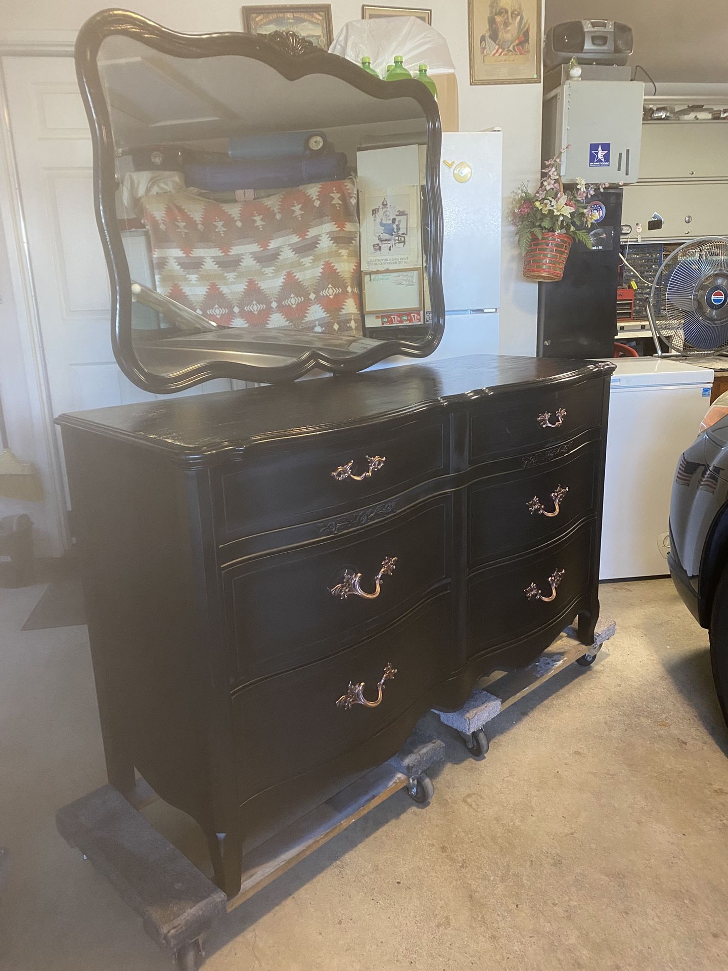 Black Dresser W/Mirror By Huntley Furniture 