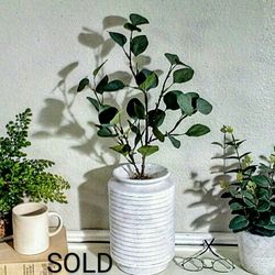  Floor Vase, Wicker Basket Vase with Artificial Plant Stems 27"x12" vessel, container, pottery, faux plants, fake plants, home decor, boho, modern