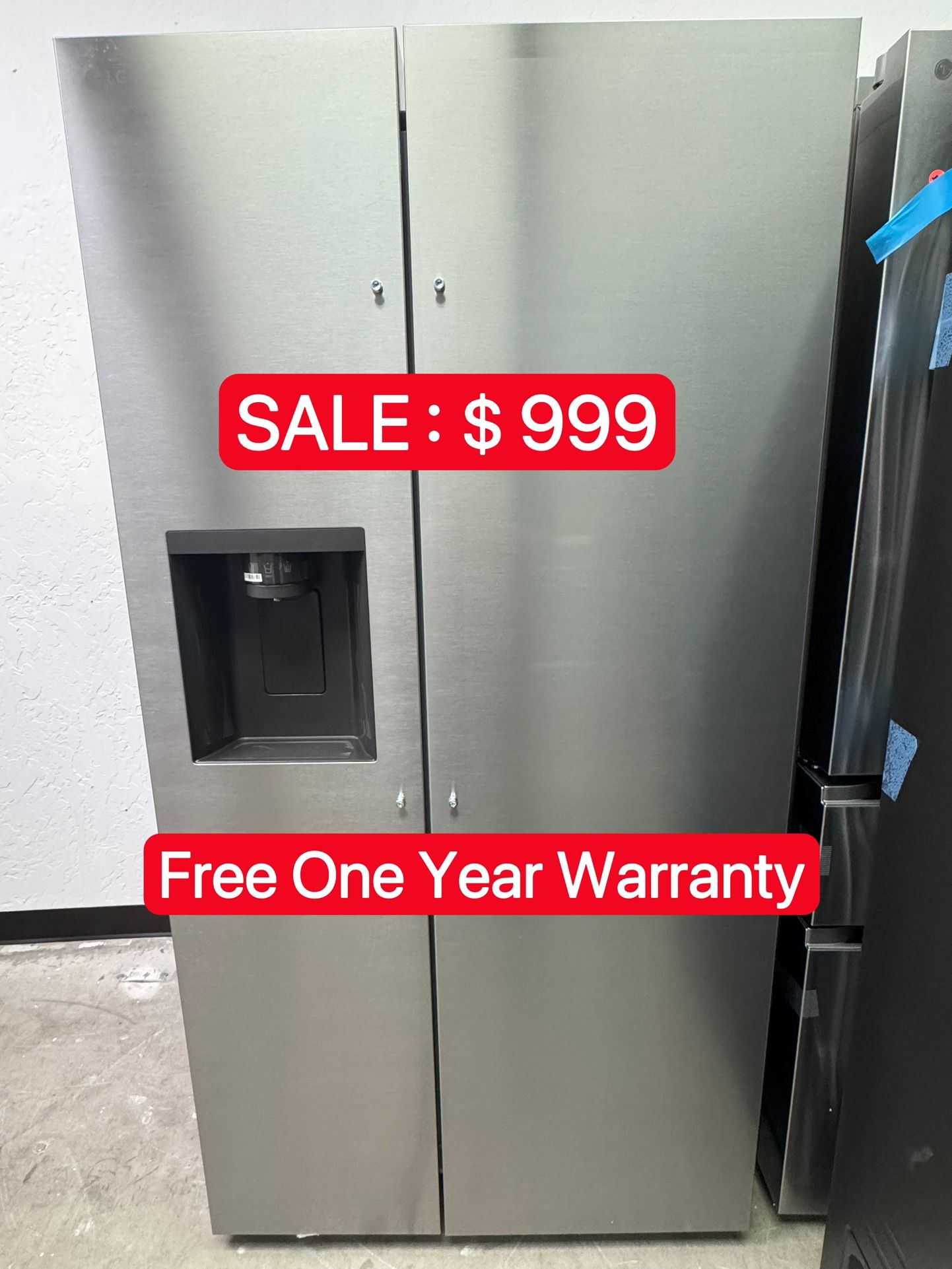 LG 27 cu.ft sidebyside refrigerator-Free One Year Warranty
