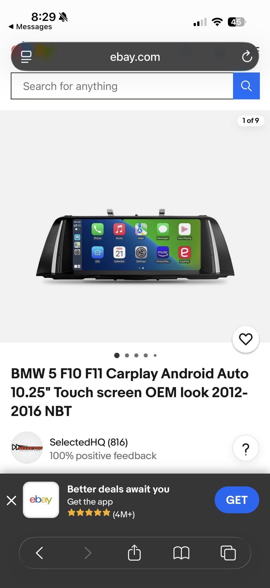 BMW 5 F10 F11 Carplay Android radio Auto 10.25" for NBT system 2012-2016