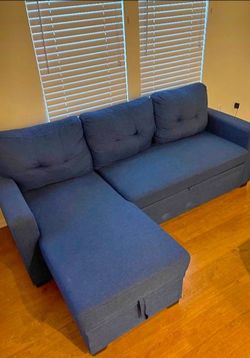 Navy Blue, L- Shaped, interchangable, sectional sofa.