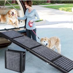 Dog Ramp for Car 67”𝐱17” Large Folding Pet  Ramp for Truck, SUV, with Non-Slip Surface, Up to 220LBS,